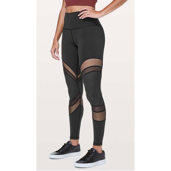 Lululemon Pants - LULULEMON Black Seek The Heat 28in Mesh Tight Leggings